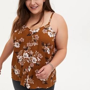 Torrid Brown Floral Button Cami